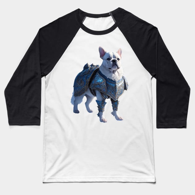 Badass Frenchie in Jotunheim Armor Baseball T-Shirt by fur-niche